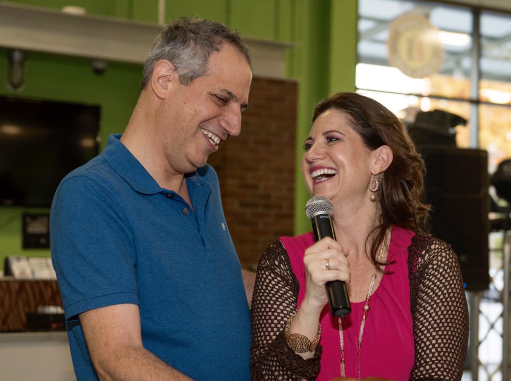 Michal and husband laughing